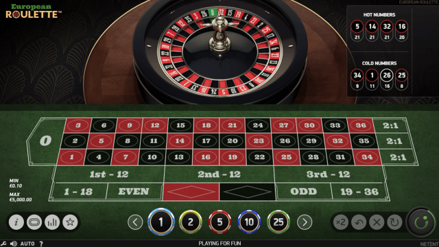 Игровой интерфейс European Roulette 2